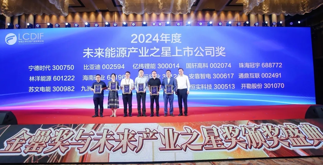 Z6尊龙荣获“2024年度将来能源产业之星上市公司”